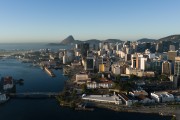 Picture taken with drone of Cobras Island - to the left and part of the city center on the right - Rio de Janeiro city - Rio de Janeiro state (RJ) - Brazil