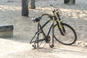 Bicycle with rear wheel stolen from the bike rack - Bike rack in Leme - Rio de Janeiro city - Rio de Janeiro state (RJ) - Brazil