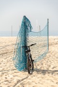 Detail of a bicycle parked on Copacabana Beach - Rio de Janeiro city - Rio de Janeiro state (RJ) - Brazil