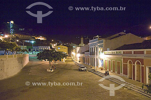  Piranhas, cidade às margens do rio São Francisco com iluminação noturna - Alagoas - Brasil - Junho 2005  - Piranhas - Alagoas - Brasil