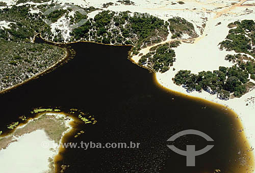  Vista aérea da Lagoa de Abaeté, com sua areia branca e águas negras - Salvador - Bahia - Brasil  - Salvador - Bahia - Brasil