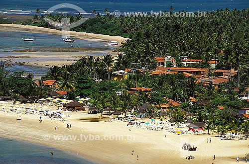  Vista aérea das 2ª e 3ª praias - Morro de São Paulo - Costa do Dendê - litoral sul da Bahia  - Cairu - Bahia - Brasil