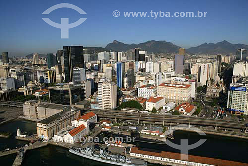  Vista aérea do porto do Rio de Janeiro com Centro da Cidade ao fundo - Rio de Janeiro - RJ - Brasil - Julho de 2006  - Rio de Janeiro - Rio de Janeiro - Brasil