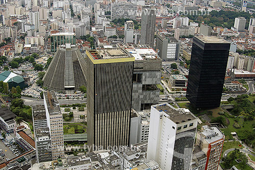  Vista aérea do centro do Rio de Janeiro com catedral ao fundo - RJ - Brasil  - Rio de Janeiro - Rio de Janeiro - Brasil