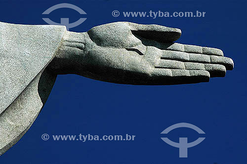  Detalhe da mão da estátua do Cristo Redentor, Corcovado - Rio de Janeiro - RJ - Brasil  - Rio de Janeiro - Rio de Janeiro - Brasil
