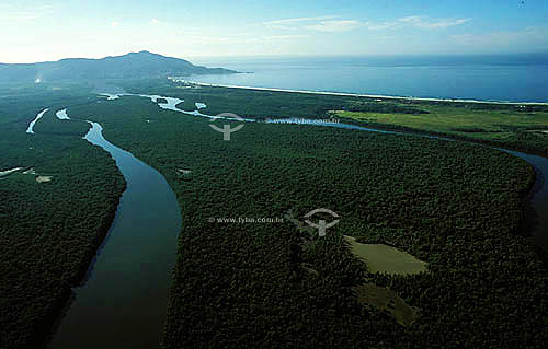  Vista aérea da Restinga de Marambaia ao fundo Guaratiba - Rio de Janeiro - RJ - Brasil - 2002  - Rio de Janeiro - Rio de Janeiro - Brasil