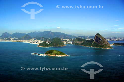  Vista aérea da Zona Sul com Copacabana no lado esquerdo e Pão de Açúcar no lado direito - Rio de Janeiro - RJ - Brasil - Novembro de 2006  - Rio de Janeiro - Rio de Janeiro - Brasil