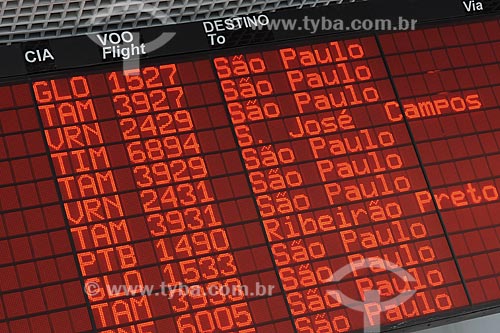  Painel informativo de partidas-chegadas de aeroporto  - Rio de Janeiro - Rio de Janeiro - Brasil