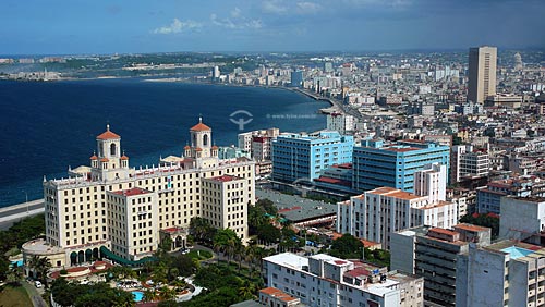  Assunto: Vista geral de Havana com o Hotel Nacional (edifício com duas pequenas torres)  à esquerda / Local: Cuba / Date: outubro 2009 