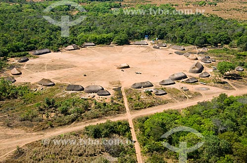  Vista aérea da aldeia Aiha Kalapalo - Parque Indígena do Xingu  - Querência - Mato Grosso - Brasil