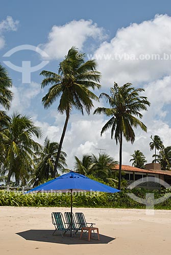  Assunto: Vista de barraca de praia de hotel em Porto de Galinhas / Local: Ipojuca - Pernambuco (PE) - Brasil / Data: 09/2011 