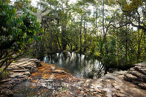  Assunto: Piscina natural formada pela cachoeira Nossa Senhora do Rosário / Local: Pirenópolis - Goiás (GO) - Brasil / Data: 05/2012 