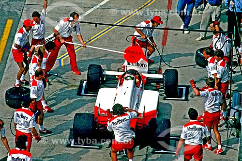  Assunto: Troca de pneus no Grande Prêmio de Fórmula 1 no Autódromo Internacional Nelson Piquet conhecido como Autódromo de Jacarepaguá / Local: Jacarepaguá - Rio de Janeiro (RJ) - Brasil / Data: 1989 