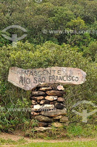  Assunto: Indicação da nascente do Rio São Francisco no Parque Nacional da Serra da Canastra / Local: São Roque de Minas - Minas Gerais (MG) - Brasil / Data: 03/2013 