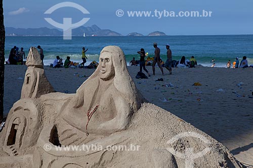  Assunto: Escultura em areia na Praia de Copacabana durante a Jornada Mundial da Juventude (JMJ) / Local: Copacabana - Rio de Janeiro (RJ) - Brasil / Data: 07/2013 