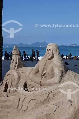  Assunto: Escultura em areia na Praia de Copacabana durante a Jornada Mundial da Juventude (JMJ) / Local: Copacabana - Rio de Janeiro (RJ) - Brasil / Data: 07/2013 