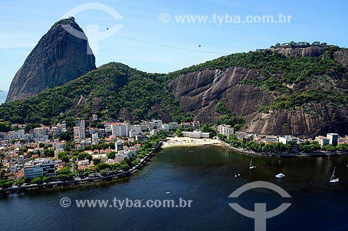  Assunto: Foto aérea da Praia da Urca com o Pão de Açúcar ao fundo / Local: Urca - Rio de Janeiro (RJ) - Brasil / Data: 11/2013 