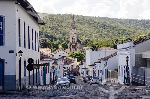  Assunto: Rua Moreto Fogia com Igreja de Nossa Senhora do Rosário ao fundo / Local: Goiás - Goias (GO) - Brasil / Data: 05/2012 