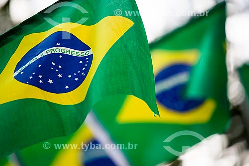  Detalhe de bandeira do Brasil na Rua Honório de Barros durante a Copa do Mundo no Brasil  - Rio de Janeiro - Rio de Janeiro (RJ) - Brasil