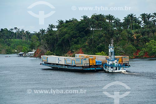  Balsa transportando caminhões nas proximidades de Manaus  - Manaus - Amazonas (AM) - Brasil