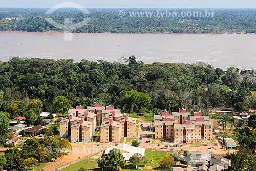  Foto aérea de conjunto habitacional com o Rio Madeira ao fundo  - Porto Velho - Rondônia (RO) - Brasil