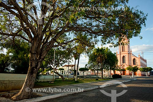  Praça com a Igreja de Nossa Senhora do Patrocínio (Século XIX) ao fundo  - Belém de São Francisco - Pernambuco (PE) - Brasil