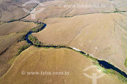  Foto feita por drone do Rio São Francisco na parte alta da Serra da Canastra  - São Roque de Minas - Minas Gerais (MG) - Brasil