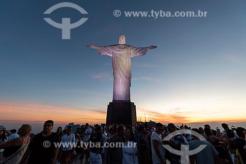  Vista do pôr do sol a partir do mirante do Cristo Redentor  - Rio de Janeiro - Rio de Janeiro (RJ) - Brasil