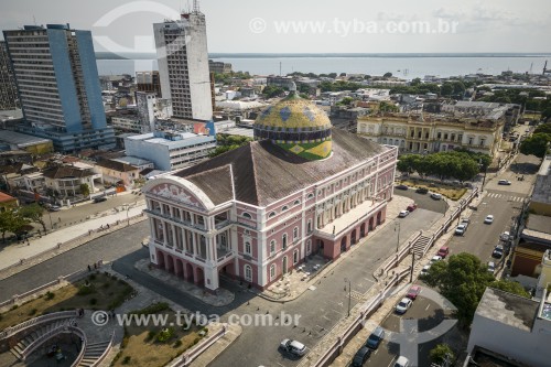 Foto feita com drone do Teatro Amazonas (1896) - Manaus - Amazonas (AM) - Brasil