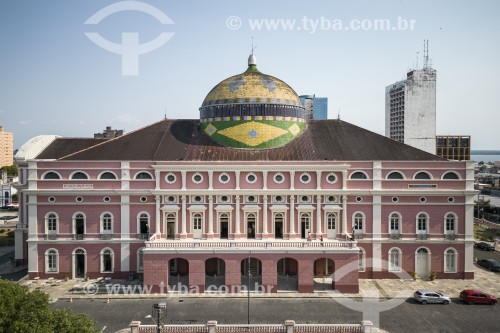 Foto feita com drone do Teatro Amazonas (1896) - Manaus - Amazonas (AM) - Brasil