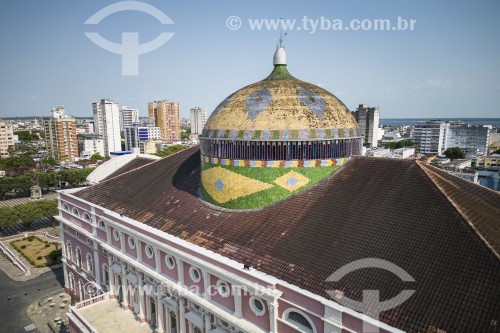 Foto feita com drone do Teatro Amazonas (1896) - Manaus - Amazonas (AM) - Brasil