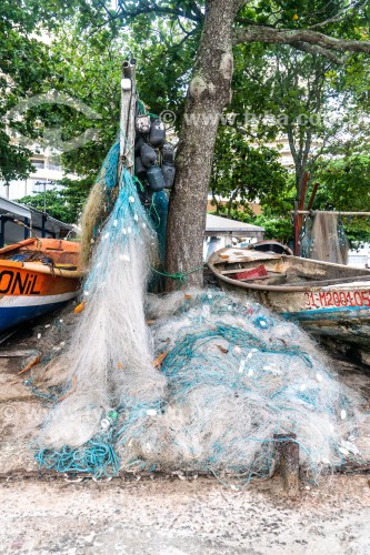 Rede de pesca - Colônia de pescadores Z-13 - no Posto 6 da Praia de Copacabana - Rio de Janeiro - Rio de Janeiro (RJ) - Brasil