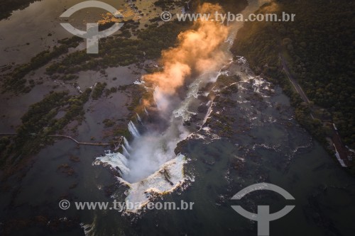 Foto feita com drone da Garganta do Diabo no Parque Nacional do Iguaçu  - Foz do Iguaçu - Paraná (PR) - Brasil