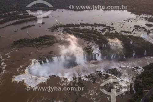 Foto feita com drone da Garganta do Diabo no Parque Nacional do Iguaçu  - Foz do Iguaçu - Paraná (PR) - Brasil