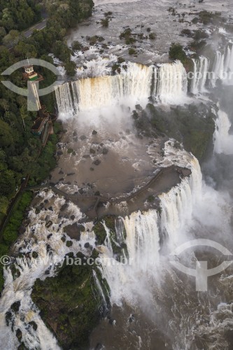 Foto feita com drone da Garganta do Diabo no Parque Nacional do Iguaçu  - Foz do Iguaçu - Paraná (PR) - Brasil