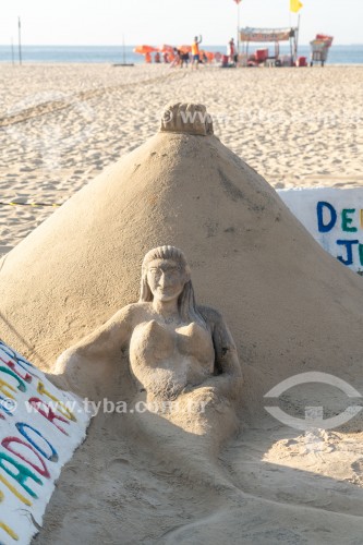 Escultura de areia do artista Rogean Rodrigues -  Praia de Copacabana - Rio de Janeiro - Rio de Janeiro (RJ) - Brasil