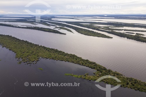 Foto feita com drone de ilhas fluviais - Parque Nacional de Anavilhanas  - Manaus - Amazonas (AM) - Brasil