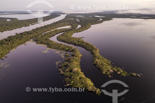 Foto feita com drone de ilhas fluviais - Parque Nacional de Anavilhanas  - Manaus - Amazonas (AM) - Brasil