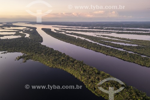 Foto feita com drone de ilhas fluviais - Parque Nacional de Anavilhanas  - Manaus - Amazonas (AM) - Brasil