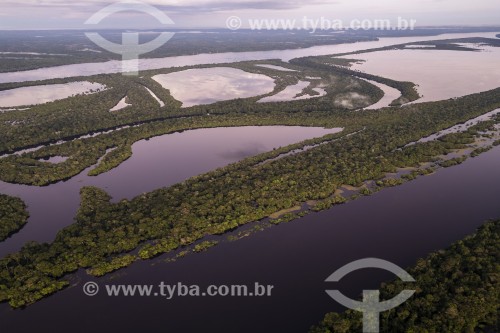 Foto feita com drone de ilhas fluviais - Parque Nacional de Anavilhanas  - Manaus - Amazonas (AM) - Brasil