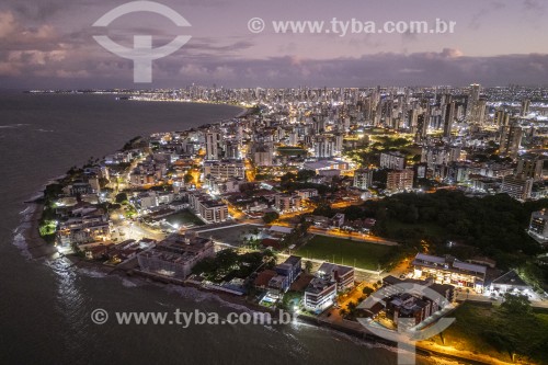 Foto feita com drone da orla da Praia do Bessa ao enterdecer - João Pessoa - Paraíba (PB) - Brasil