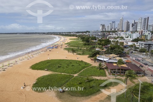 Foto feita com drone de prédios e da orla da Praia de Tambaú - João Pessoa - Paraíba (PB) - Brasil