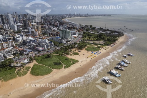 Foto feita com drone de prédios e da orla da Praia de Tambaú - João Pessoa - Paraíba (PB) - Brasil