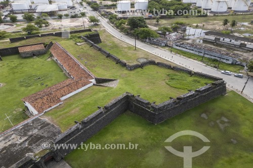 Foto feita com drone do Forte de Santa Catarina do Cabedelo (1585) - também conhecida como Fortaleza de Santa Catarina - Cabedelo - Paraíba (PB) - Brasil