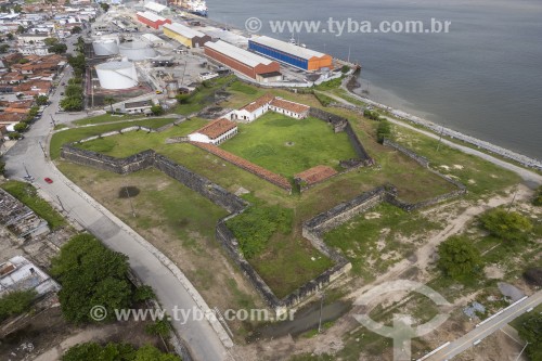 Foto feita com drone do Forte de Santa Catarina do Cabedelo (1585) - também conhecida como Fortaleza de Santa Catarina - Cabedelo - Paraíba (PB) - Brasil