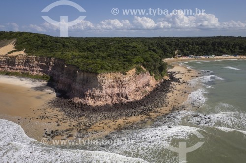 Foto feita com drone de falésia na Praia do Madeiro - Tibau do Sul - Rio Grande do Norte (RN) - Brasil