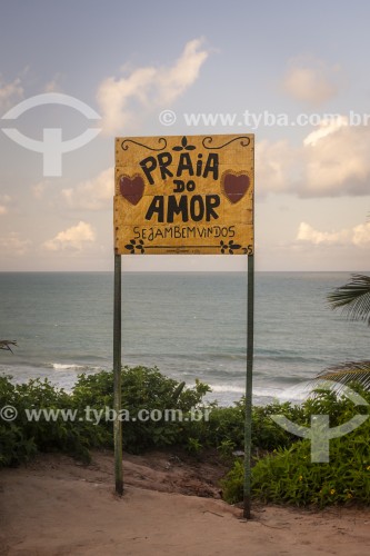 Placa de sinalização na Praia do Amor - Tibau do Sul - Rio Grande do Norte (RN) - Brasil