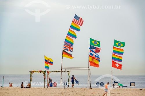 Bandeiras na Praia de Copacabana - Rio de Janeiro - Rio de Janeiro (RJ) - Brasil