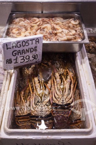 Lagostas e camarões à venda no Mercado do Rio Vermelho (Ceasinha) - Salvador - Bahia (BA) - Brasil