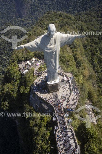 Foto feita com drone do Cristo Redentor - Rio de Janeiro - Rio de Janeiro (RJ) - Brasil